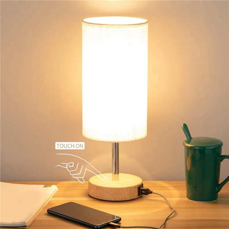 

SEWS-2X Touch Control Small Table Lamp For Bedroom With 3 Lighting Modes For Living Room Dorm(LED Bulb Included)EU Plug