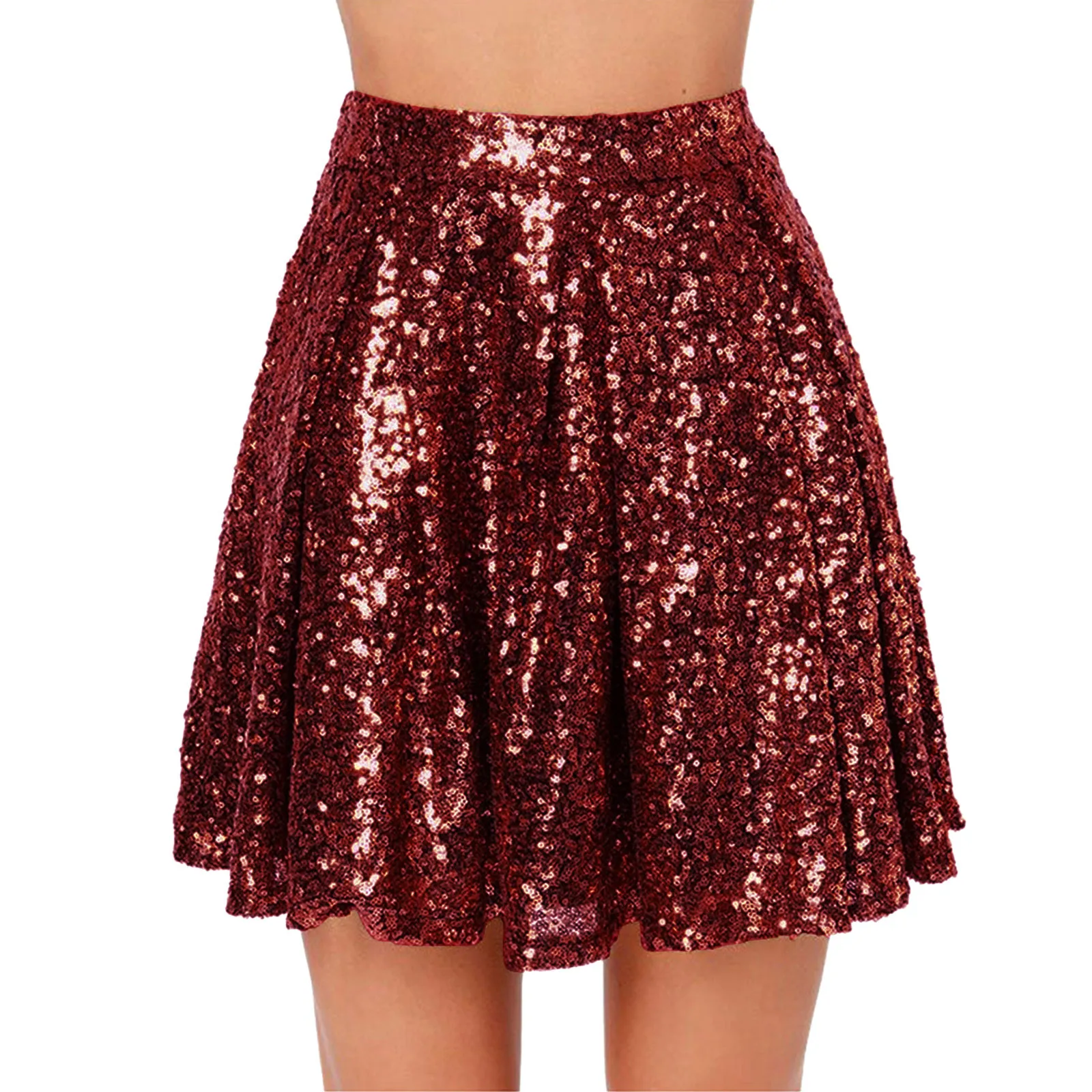 New In 2024 Spring Summer Glitter Sequin Sexy Pleated Skirt For Women Streetwear Sexy Party NightClub High Wasit Mini Skirts