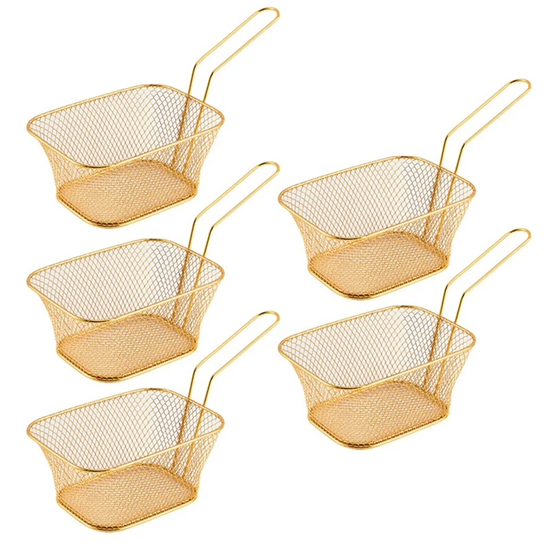 Frying Basket Mini French Fries Frying Basket Square Oil Filter Frying Basket Snack Tableware Basket