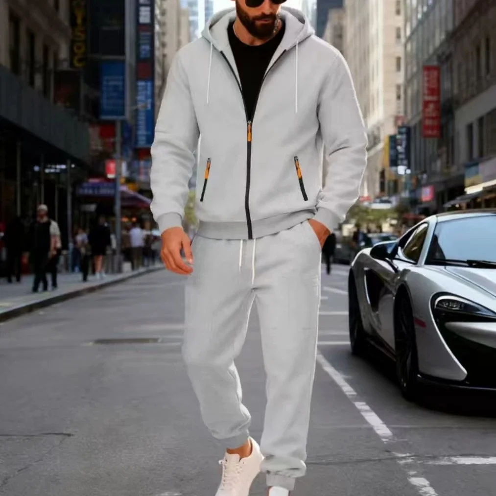 رائجة البيع الرجال تجريب مجموعة زمم هوديس Sweatpants الخريف والشتاء اليومية عادية الرياضة بدلة عدو ممارسة في الهواء الطلق ملابس دافئة