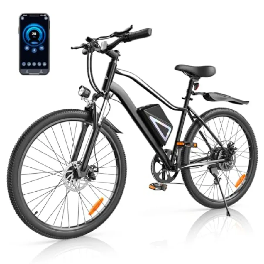 

26 All-Terrain City Commuting Electric Bike for Adults: Aluminum Frame, Matte Black, 1500W Peak Motor, 80-Mile Range, 20MPH, 7-