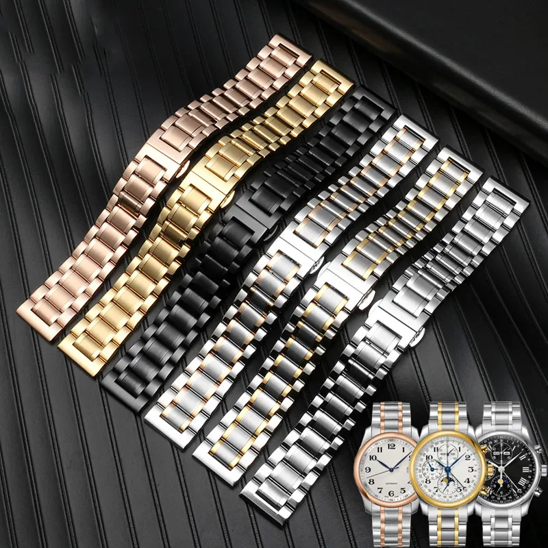 Curved Stainless steel Watchband bracelet 16mm 17mm 18mm 19mm 20mm 21mm 22mm 23mm 24mm For Men Watch strap Fine steel bracelet