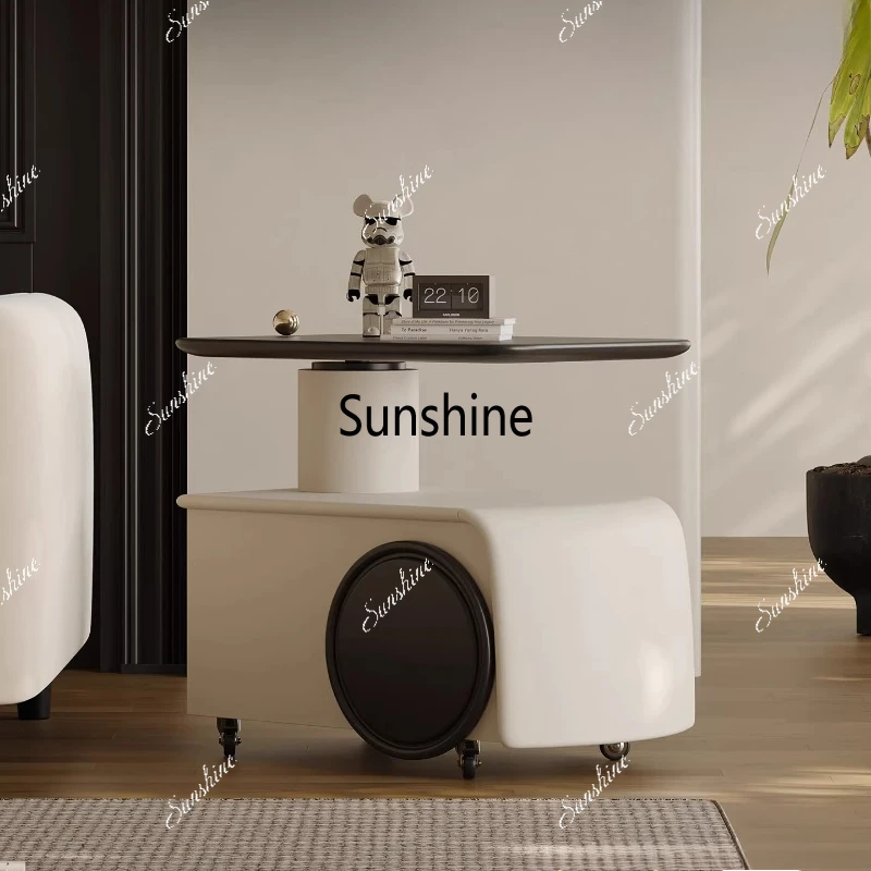 

Italian minimalist movable trolley side lift rotating bedroom bedside table