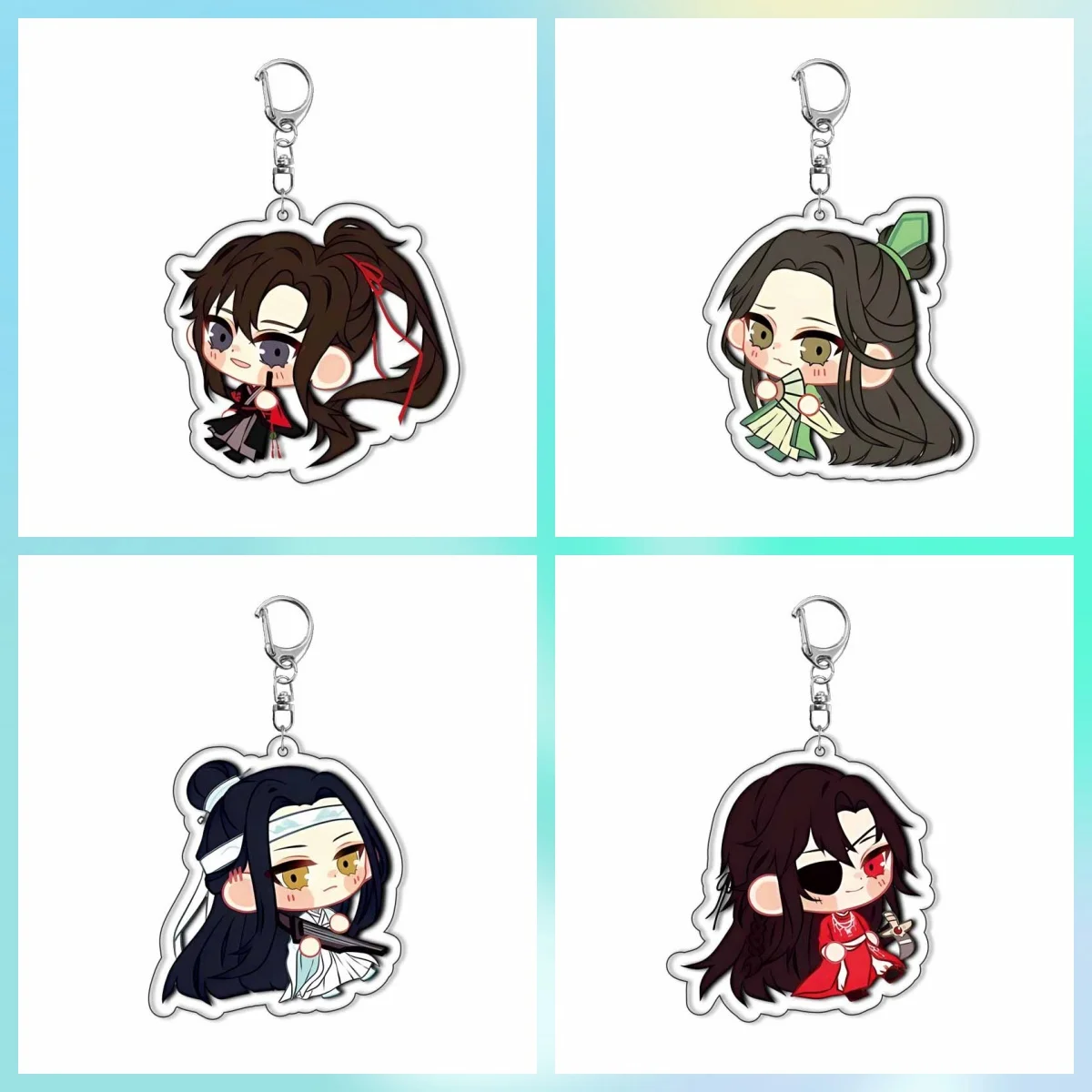 New Anime Tian Guan Ci Fu Keychain 6CM Acrylic Xie Lian Hua Cheng Figure Key Holder For  Cosplay Fans Gifts