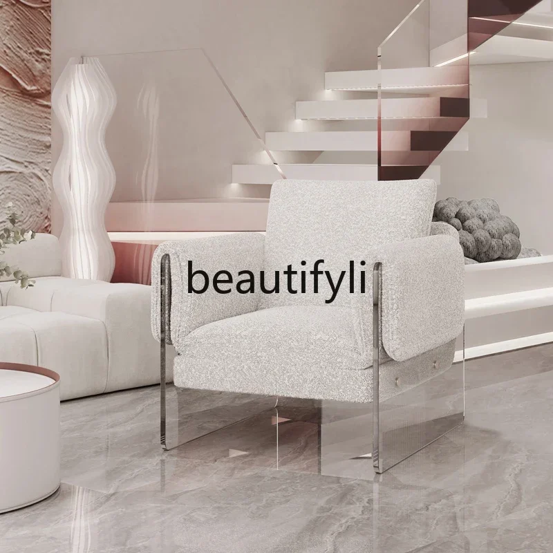 

SS Acrylic modern lamb wool lazy sofa simple creative designer chair
