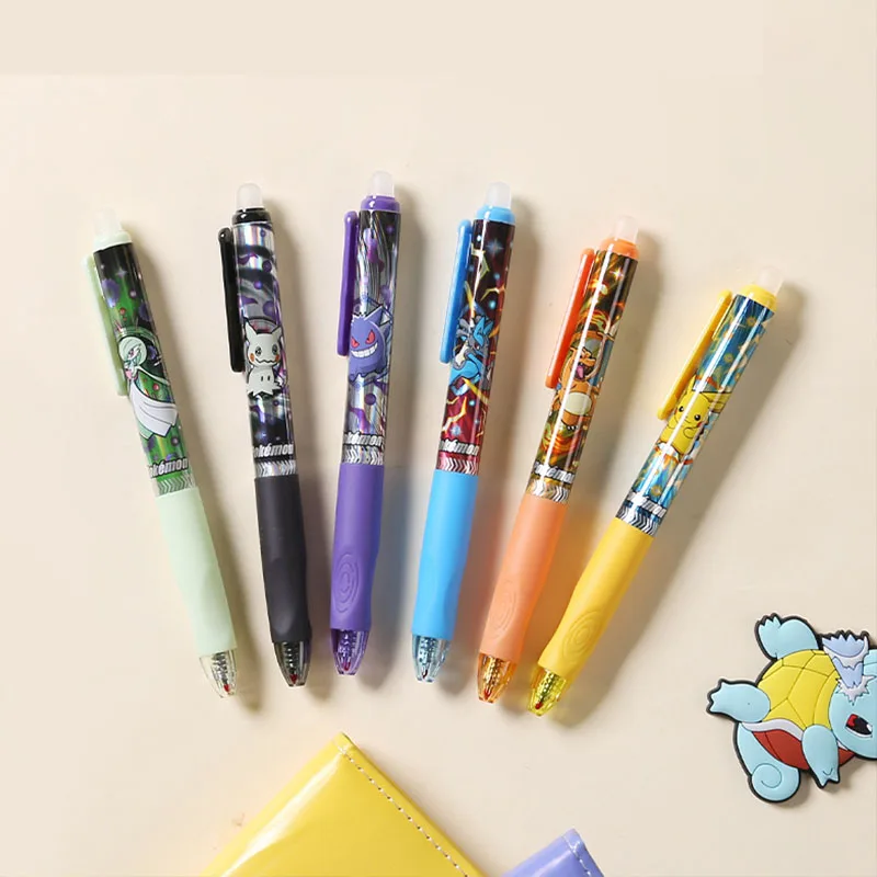 30 pcs/lot Pokemon Cartoon Erasable Gel Pen Cute 0.5mm Black/Blue Ink Neutral Pens Promotional Gift Office School Supplies