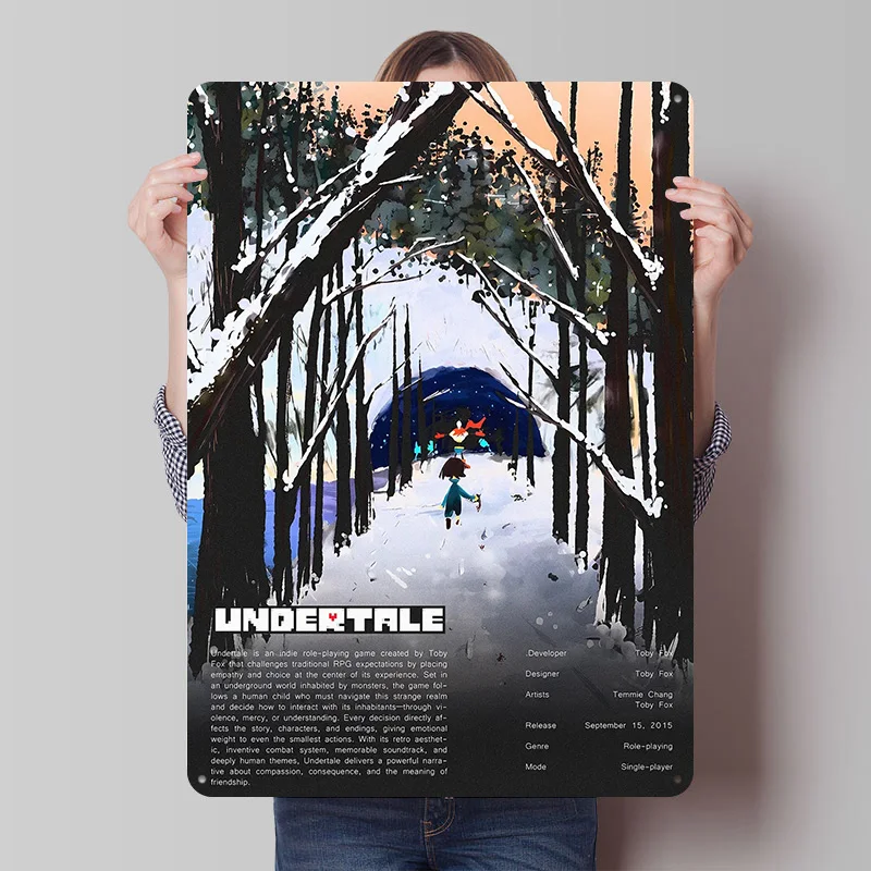 Undertale Game Metal Poster Custom Wall Art Retro Vintage Tinplate Signs for Man Cave Gaming Room Decoration Cozy Office Decor