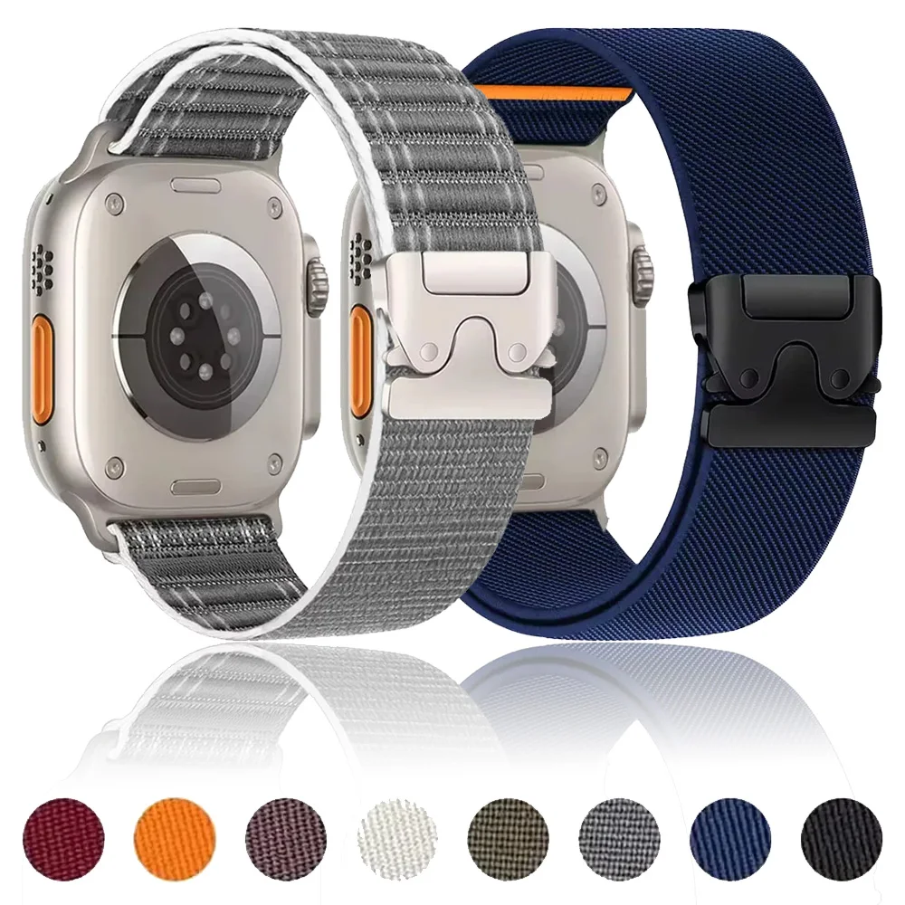 Fallschirm-Nylonarmband für Apple Watch Ultra 3 2 49mm 11 10 46mm 42mm Elastisches Armband iWatch 9 8 7 45mm 41mm 6 5 SE 44mm 40mm