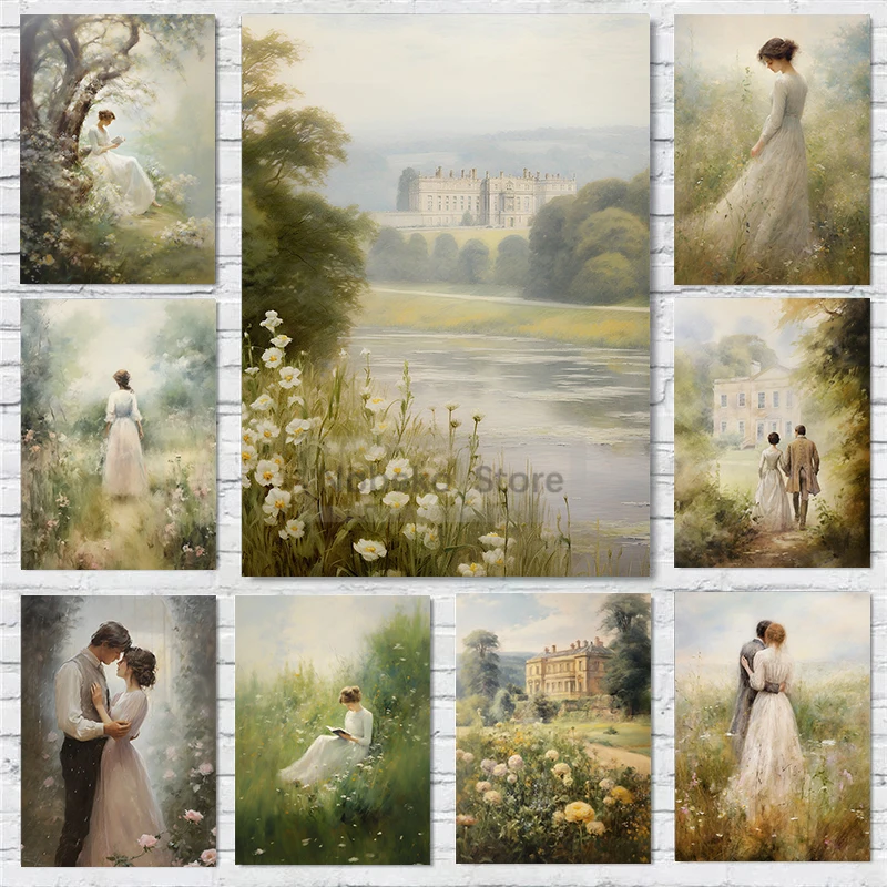 Pride and Prejudice Art Wall Garden Landscape Elizabeth Bennet Posters Prints Canvas Painting Pictures Home Room Reading Decor