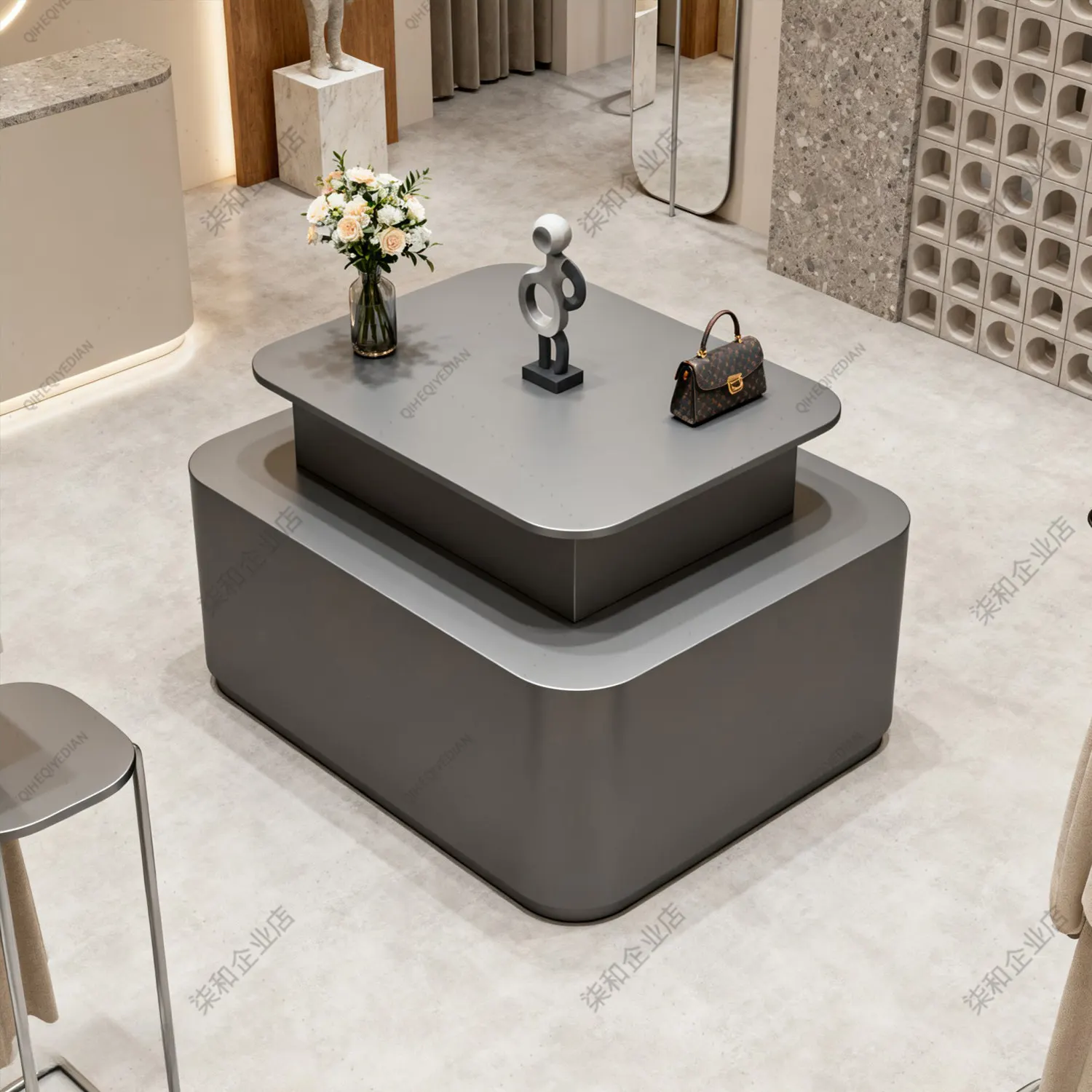 Clothing store stainless steel sandblasting water table jewelry display display
