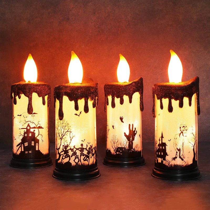 New Halloween Candle Lights Fun Dress Up Props Pumpkin Lamp Ghost Festival Horror Decoration LED Electronic Candle Light Gift