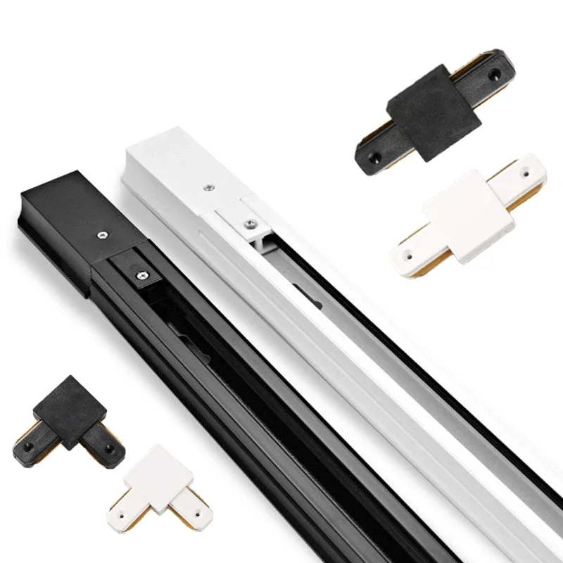 led track rail conectores para spotlight preto e branco reto l forma fios 110v 220v 05 m 1m 01