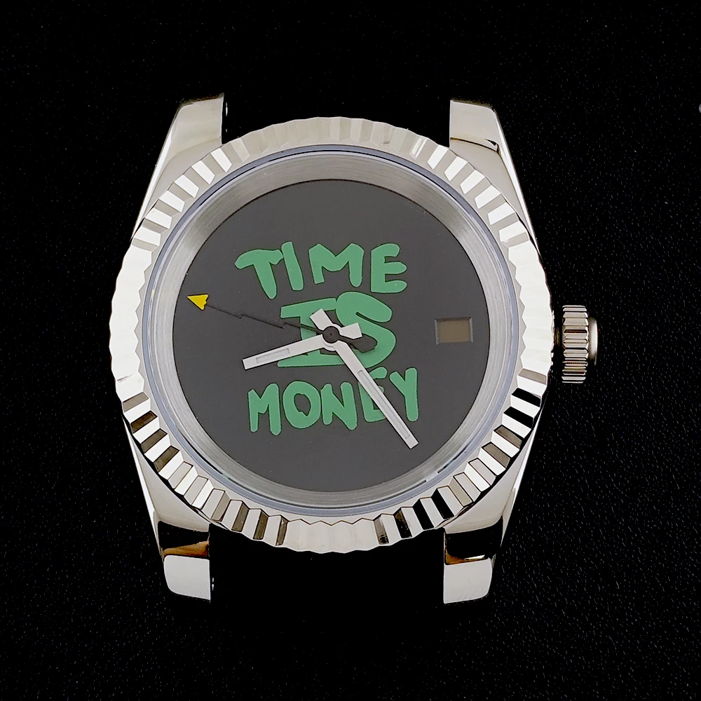 NH35 case time is money dial men's watch 36/39mm stainless steel case suitable for NH35 movement watch accessories