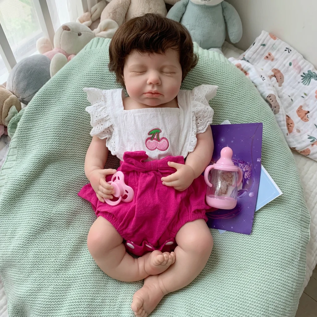 18 Inch Loulou Full Body Silicone Reborn Doll Rooted Hair Real Touch Visible Veins Hand Painted Waterproof Lifelike Bebe Reborn