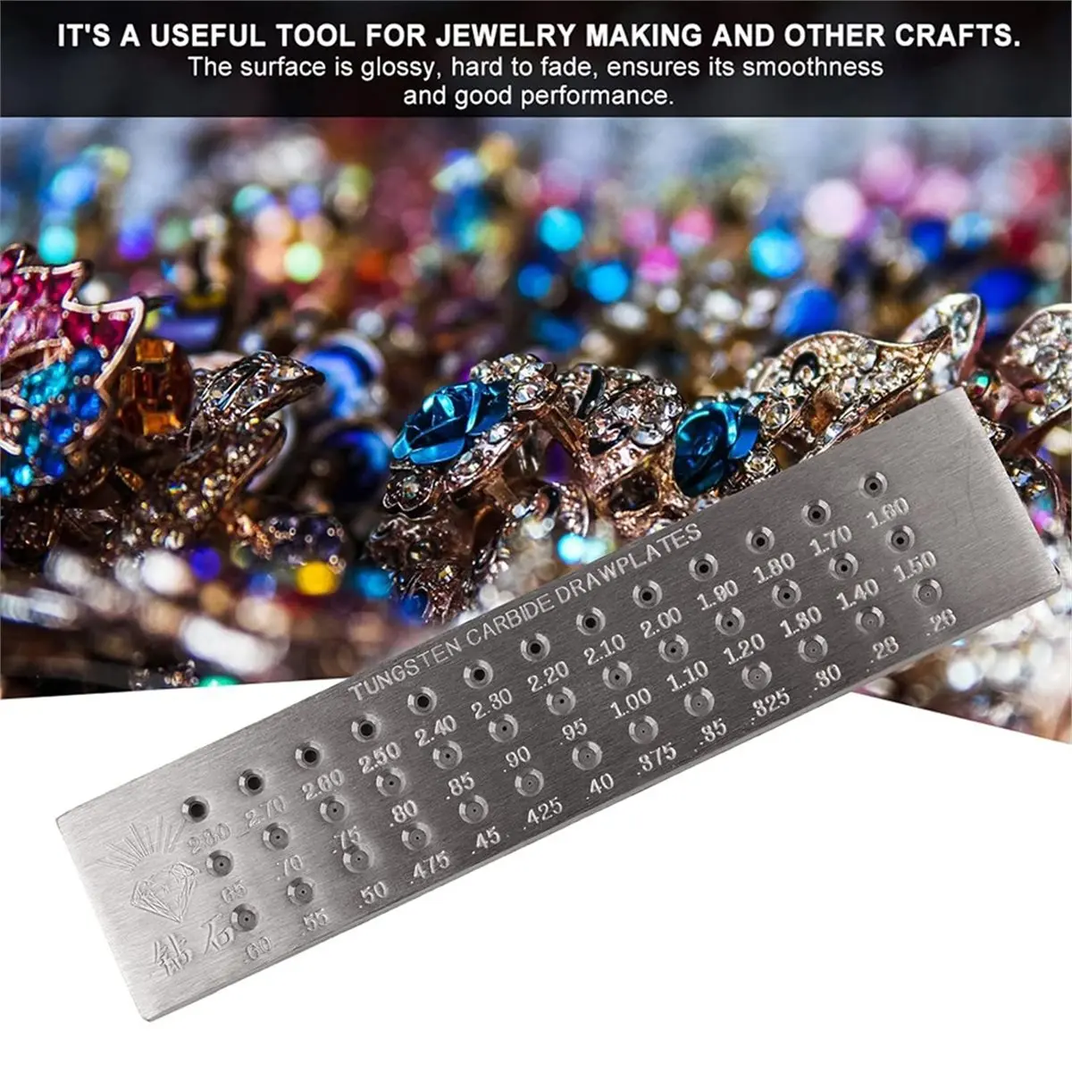 Professional Wire Drawplate 52 Holes, Jewelry Making Tool for Gold, Silver, (0.26-2.8mm)