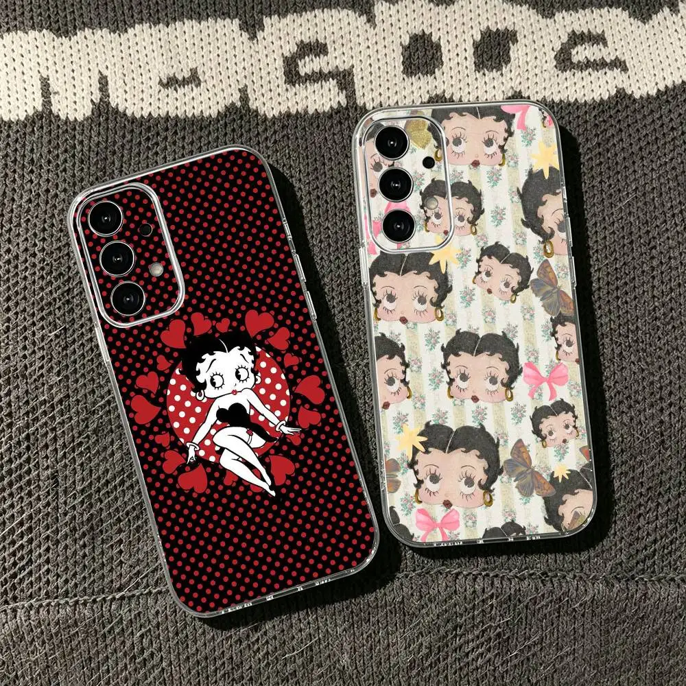 Cute cartoon B-Betty Phone Case Transparent Silicone Soft For Samsung S25,S24,S21,S22,S23,S30,Ultra,S20,Plus,Fe