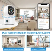 Caméra IP WiFi ICSEE 6MP à double objectif et double écran, PTZ, suivi automatique, caméra de sécurité domestique, babyphone, caméra de surveillance vidéo CCTV 3
