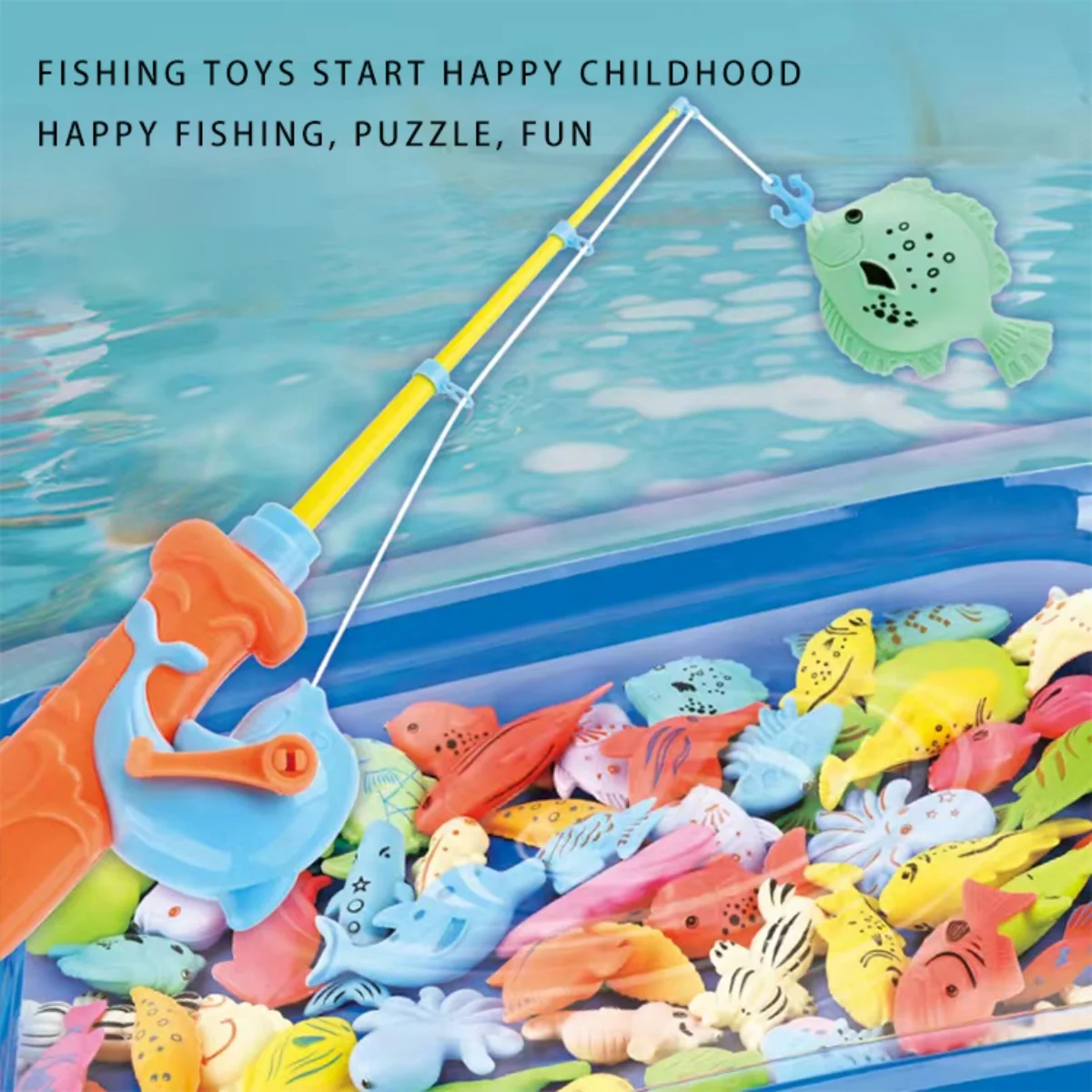 Juego de pesca magnético para niños con cañas de pescar para niños pequeños, juguetes de pesca magnéticos, juguetes de agua de piscina para niños de 4 a 8 años, regalos de navidad