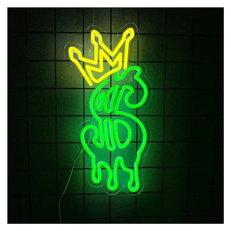crown-and-money-neon-lights-suitable-for-game-rooms-hotels-decoration-dimmable-sign-21cm×425cm
