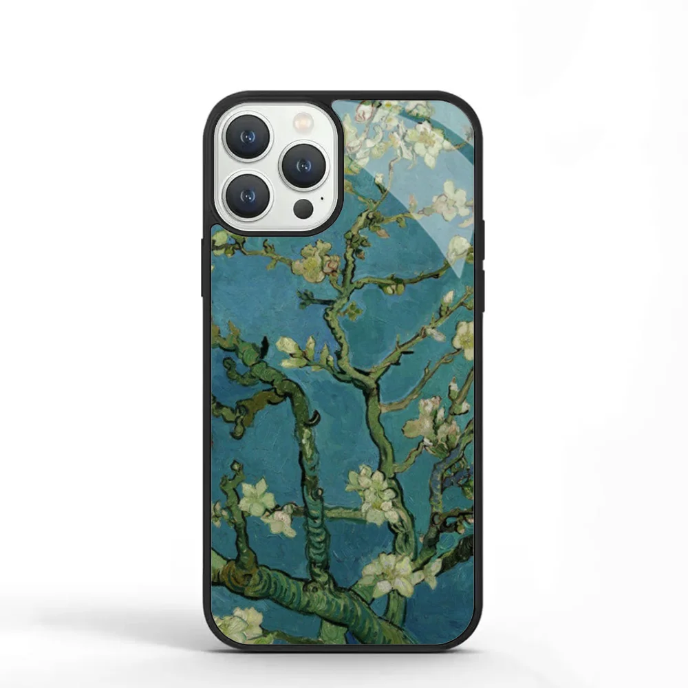 Blossoming Almond Tree Phone Case For IPhone 11 12 13 14 15 Plus Pro Max Mirror Acrylic PC TPU Cover