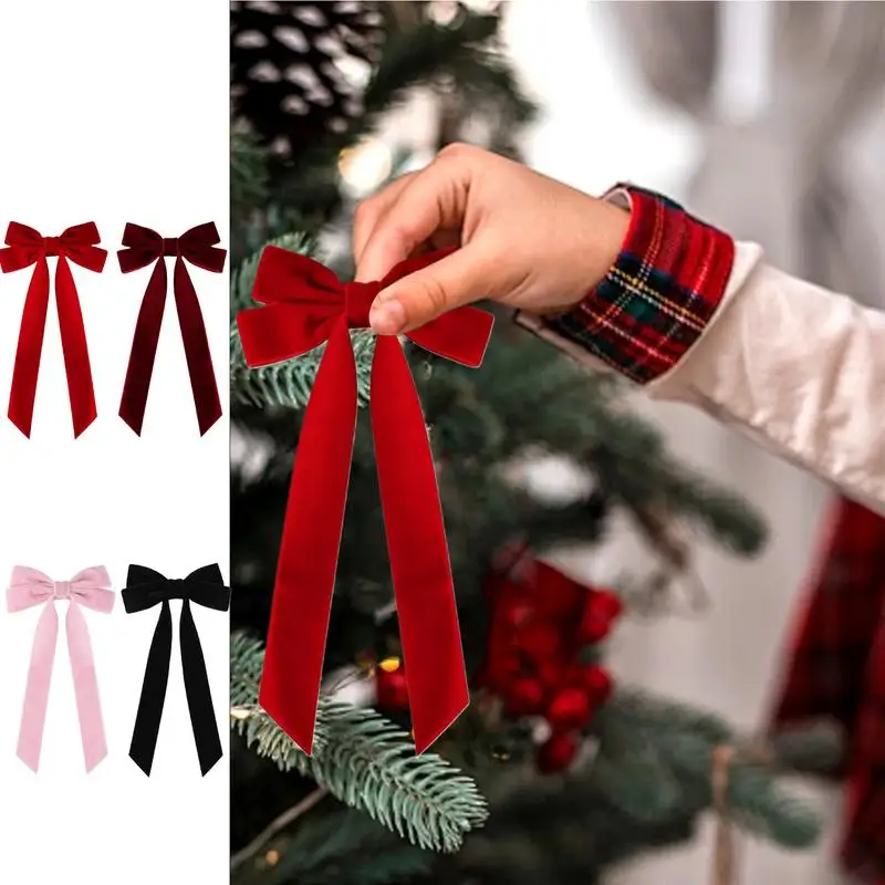 

Velvet Ribbon Christmas Bow Double-Layer Indoor Home Decor Wedding Indoor Christmas Decorations Red Bows For Christmas Tree