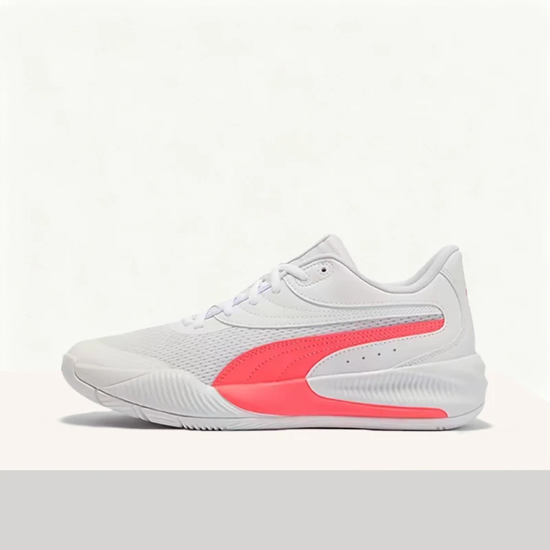 Puma Triple: Comfortable, Breathable, Cushioned, Non-Slip, Durable Low-Top Basketball Shoes (Unisex) in White and Pink 195217-11
