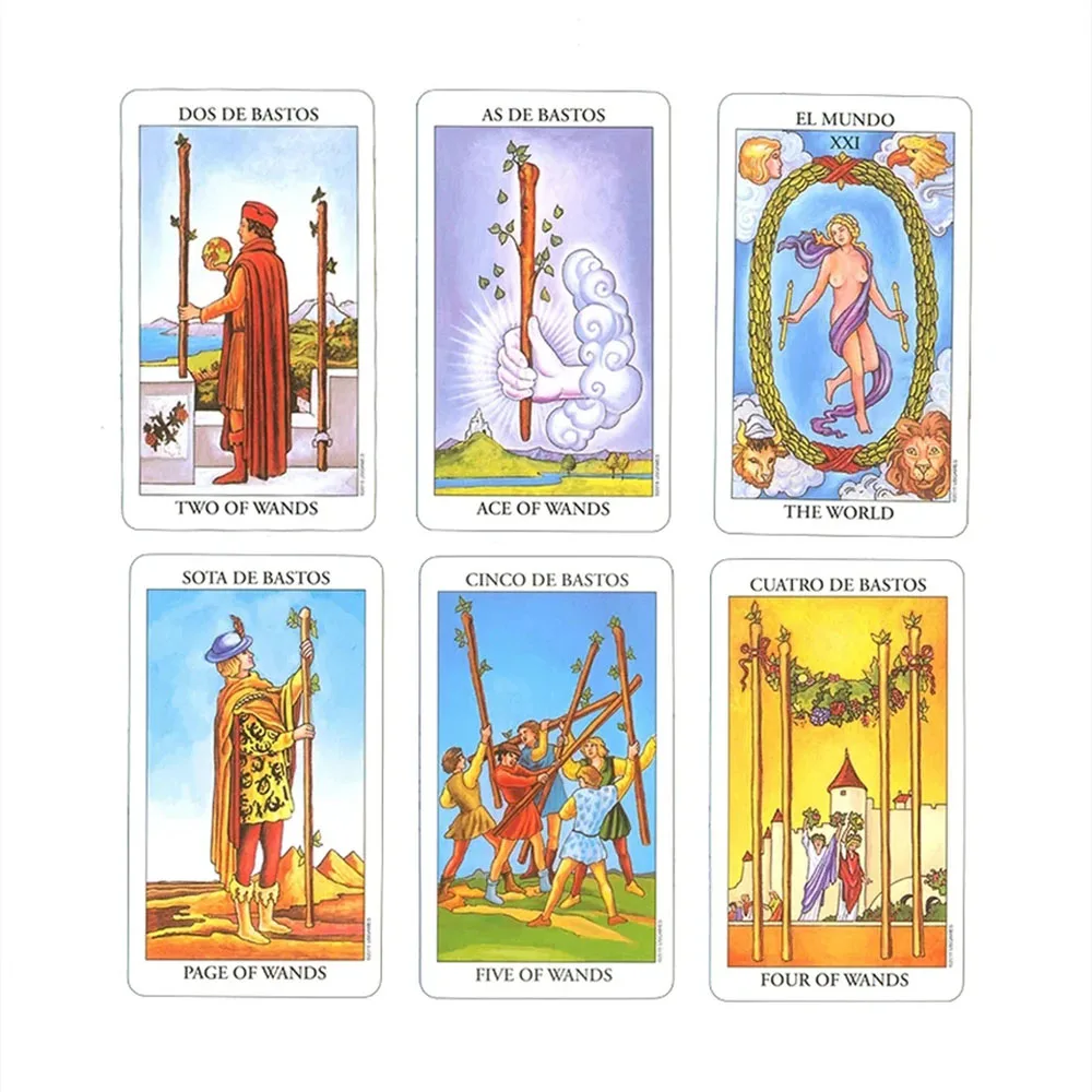 Español (Tarot and Divination) Tarot Deck Board Games Rider Tarot Cards in Spanish Version for Beginners with Oracle Guidebook