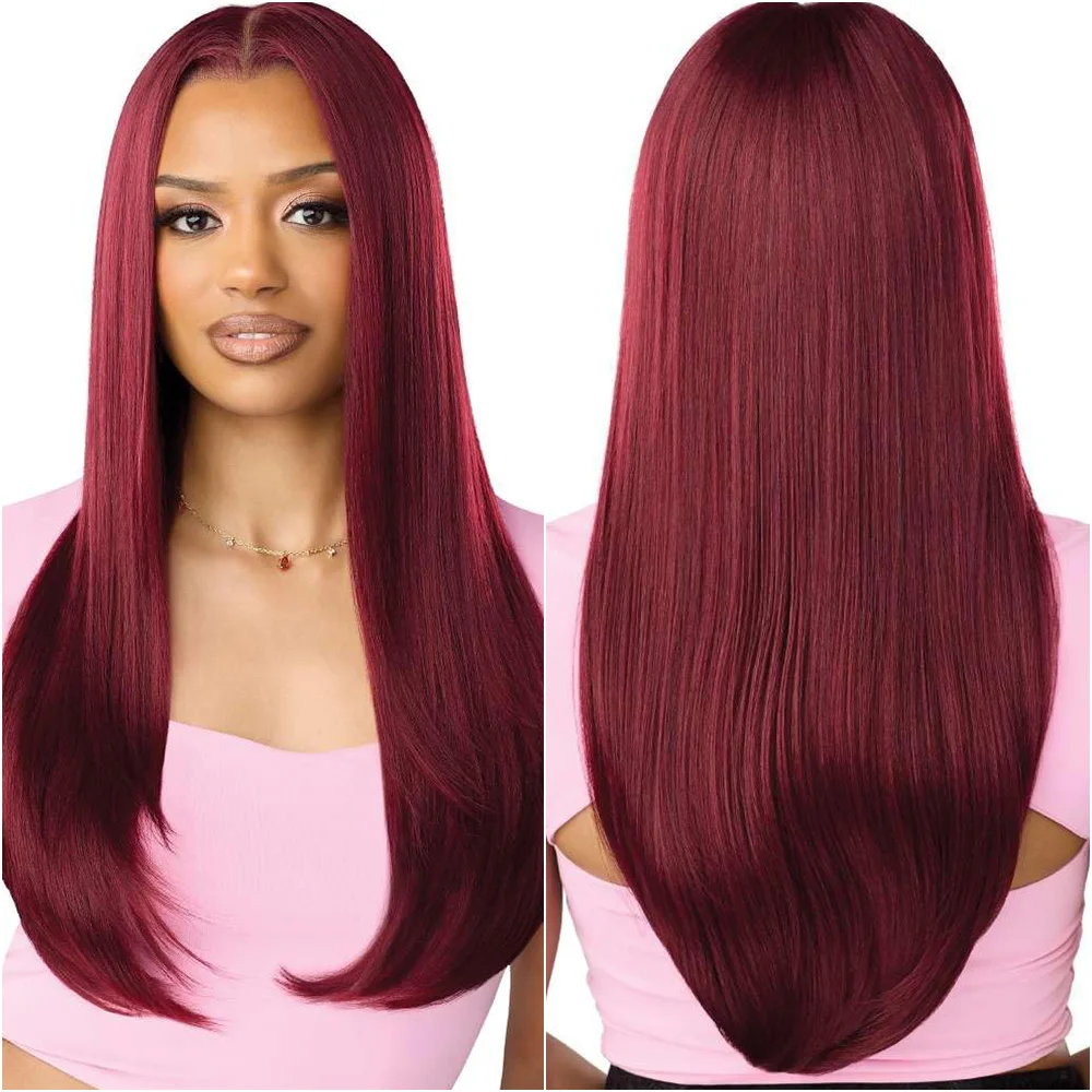 

Burgundy 220 Density Bone Straight 13x4 HD Lace Frontal Wig #99J Colored 13x6 Transparent Lace Front Human Hair Wigs Pre Plucked