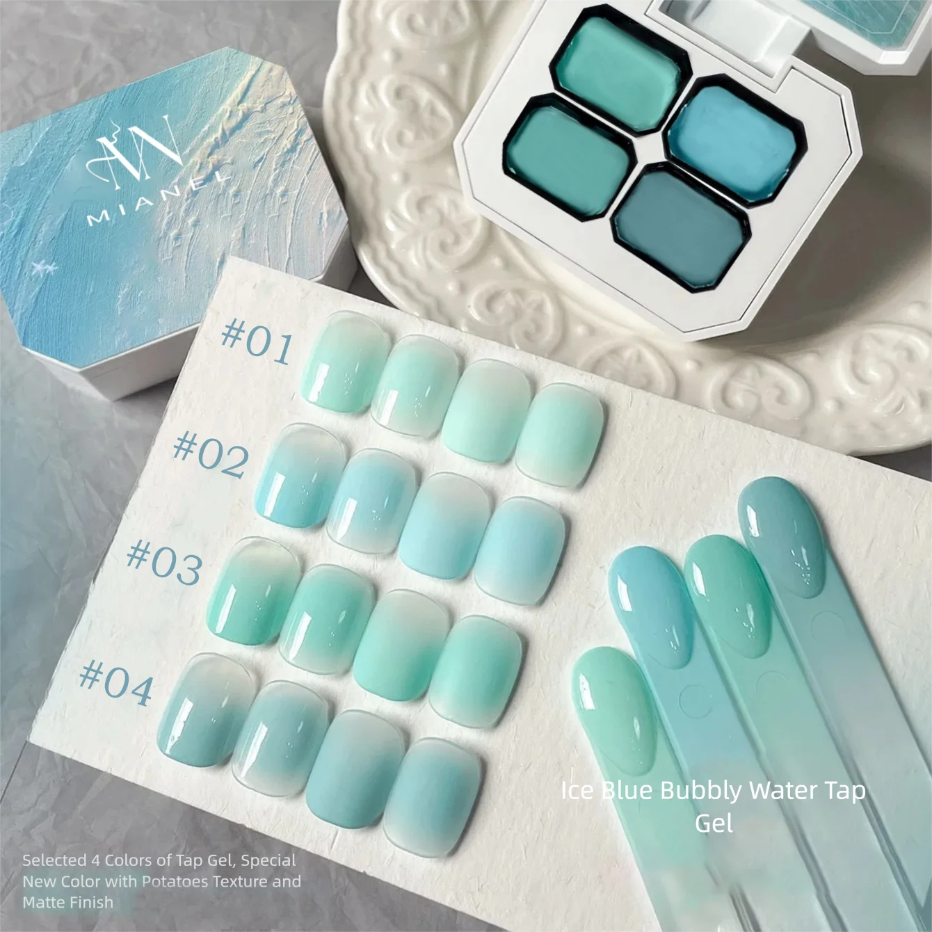 MIANEL 2026 Glacier Bubbles Ice Clear Mint Blue Green Jelly Gel Nail Polish Long Lasting High Gloss Nail Art for Blue Nails