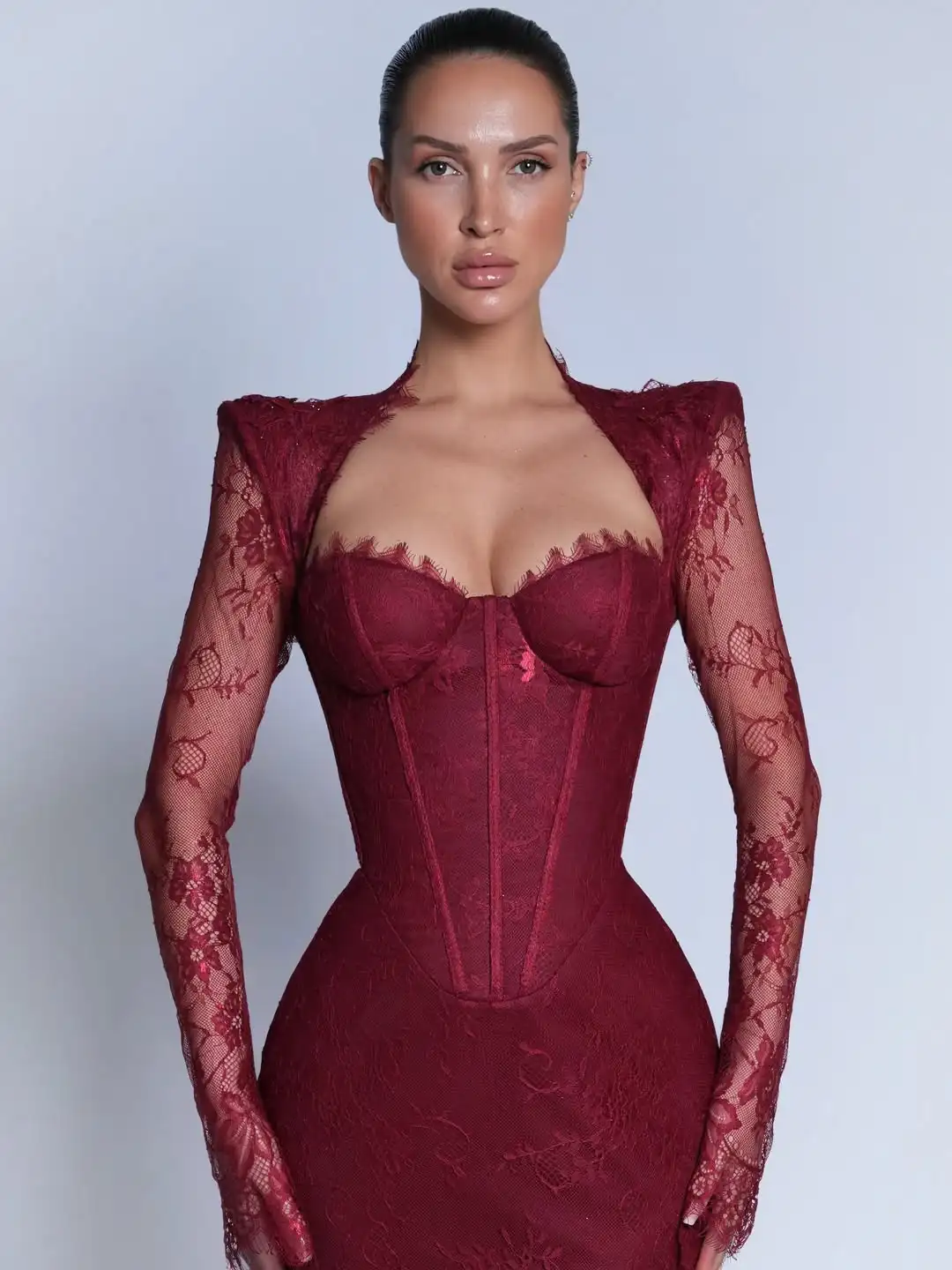 

New Design Elegant Illusion Embroidery Fishbone Corset Mermaid Evening Dress Prom Formal Party Dress