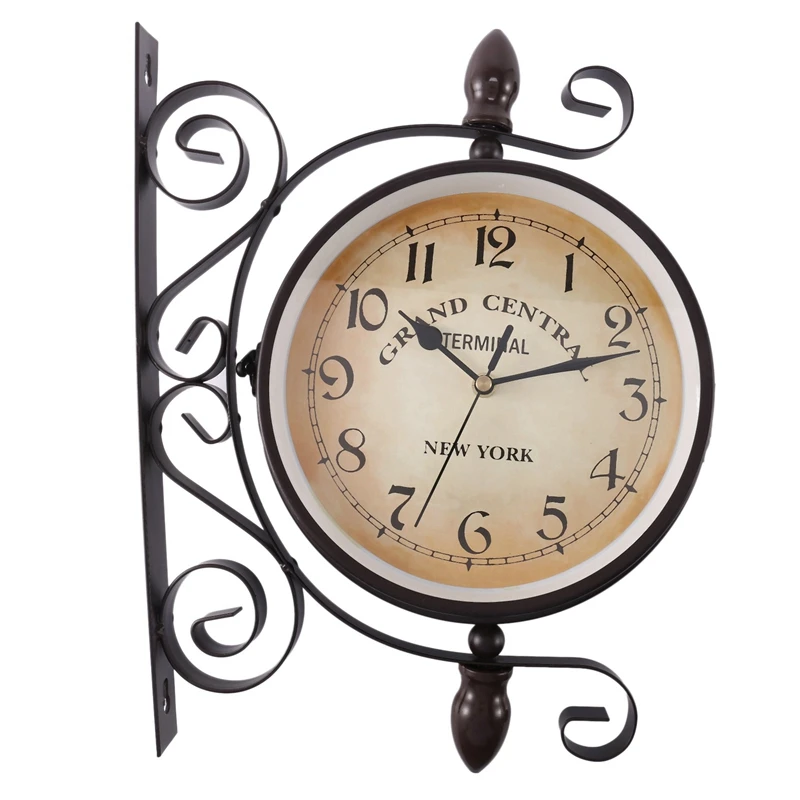 ABSF New Watch European Retro Style Clock Innovative Fashion Double-Sided Wall Clock Wall Clock Modern Design