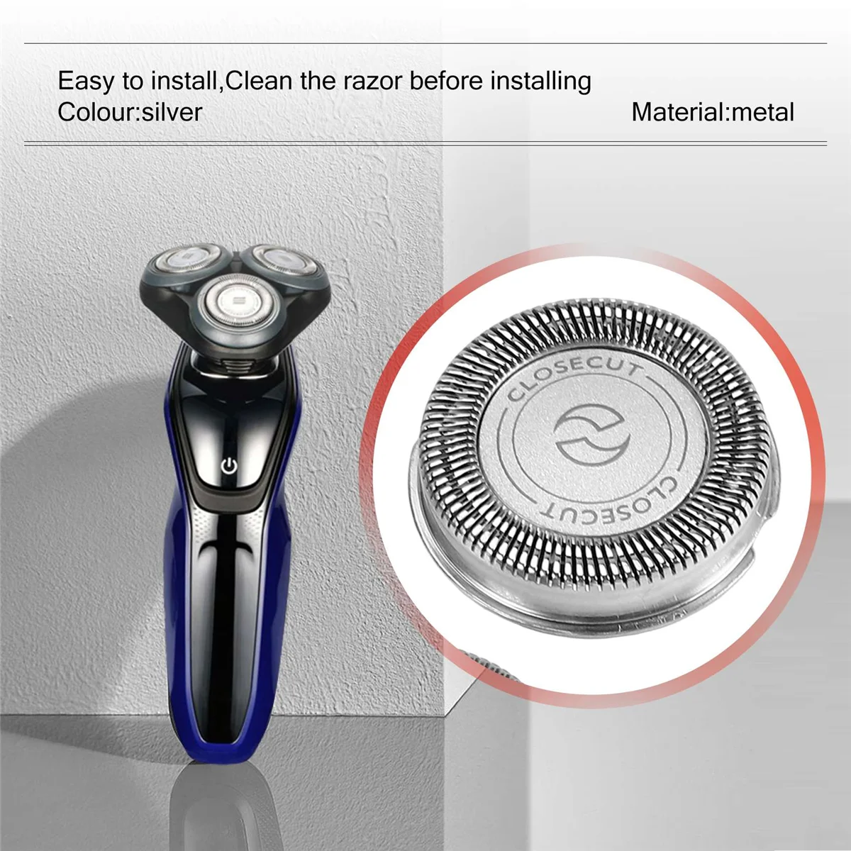 ABKR 3 Pcs Replacement Shaver Head Blade Cutters for Philips Norelco HQ4 HQ58 HQ56 HQ80