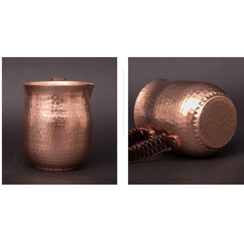 800Ml Pure Copper Latte Pitcher Hot Milk Cup Copper Mug Water Pots Kettles Hammer Handcraft Drinkware Tableware