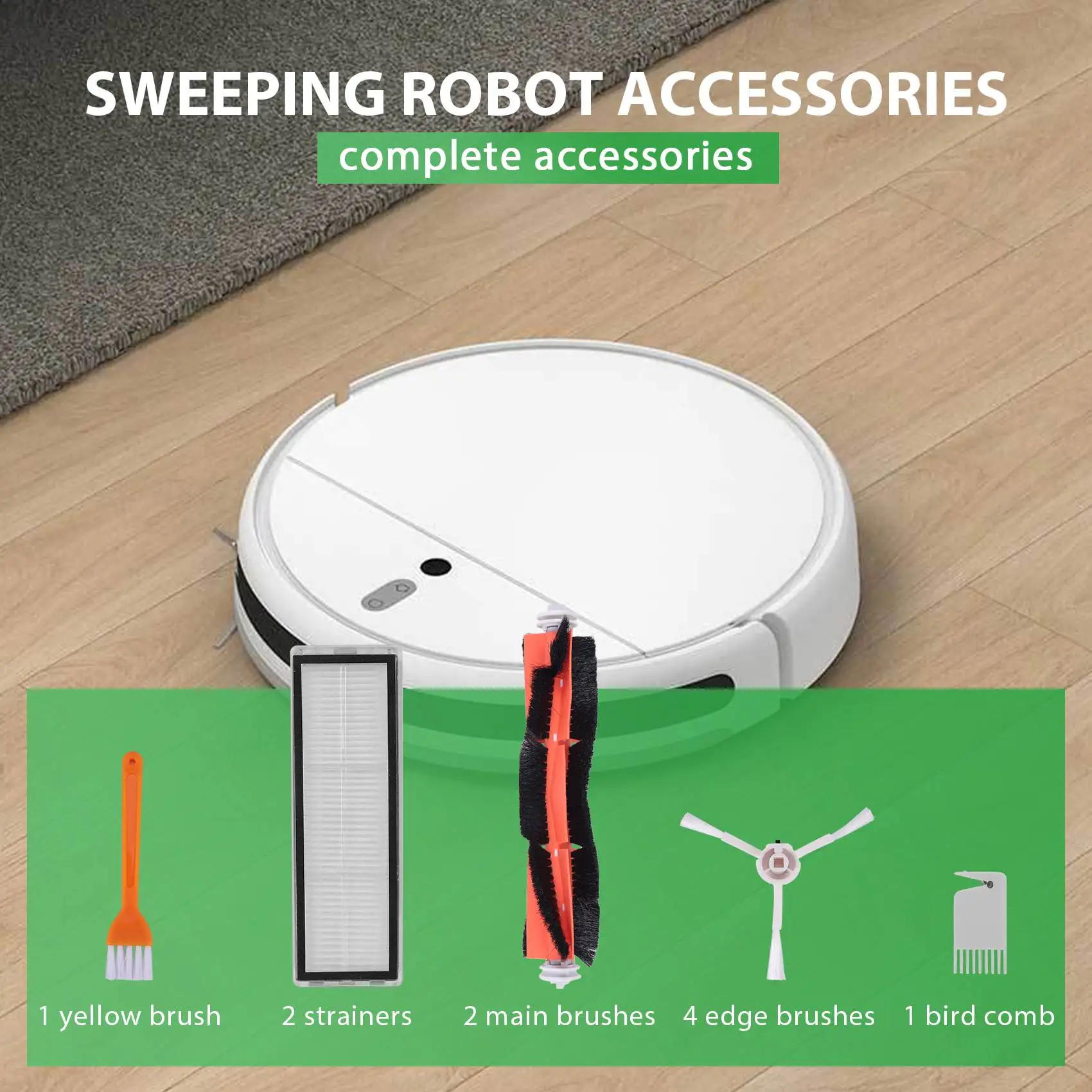 10 Pack Main Brush Side Brushes Filter for Xiaomi Mijia 1C STYTJ01ZHM Robot Vacuum Cleaner Parts Accessories A