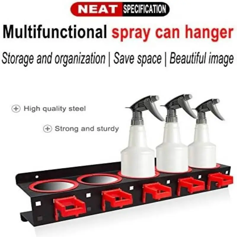 Spray Bottle Storage Rack Abrasive Material Hanging Iron Rail Shelf Bracket Spray Can Organizer for Car Workplace Garage