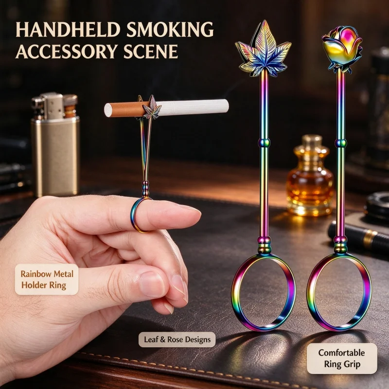 Butterfly Style Smoking Ring Holder for Men Women, Anti Finger Yellow Smoke Personalized Cigarette Holder Smoking Accessories