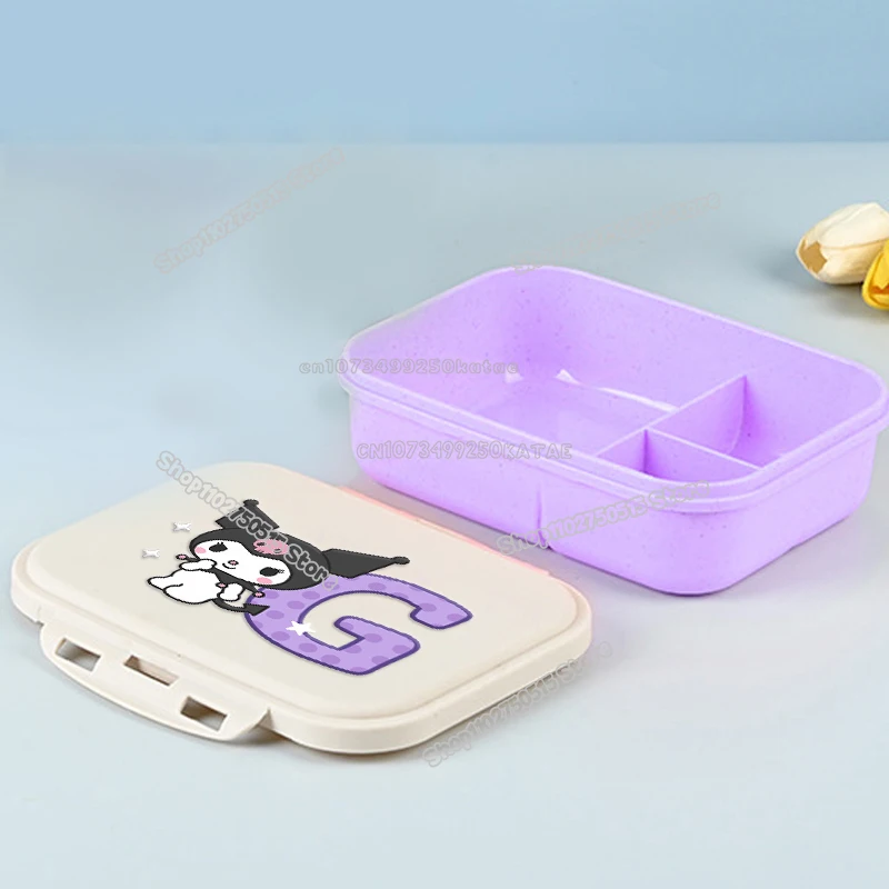 Kuromi Letter A-Z Kinderen Lunchbox Draagbare Student Bento Boxen met Vork Lepel Cartoon Outdoor Picknick Voedsel Fruitcontainer