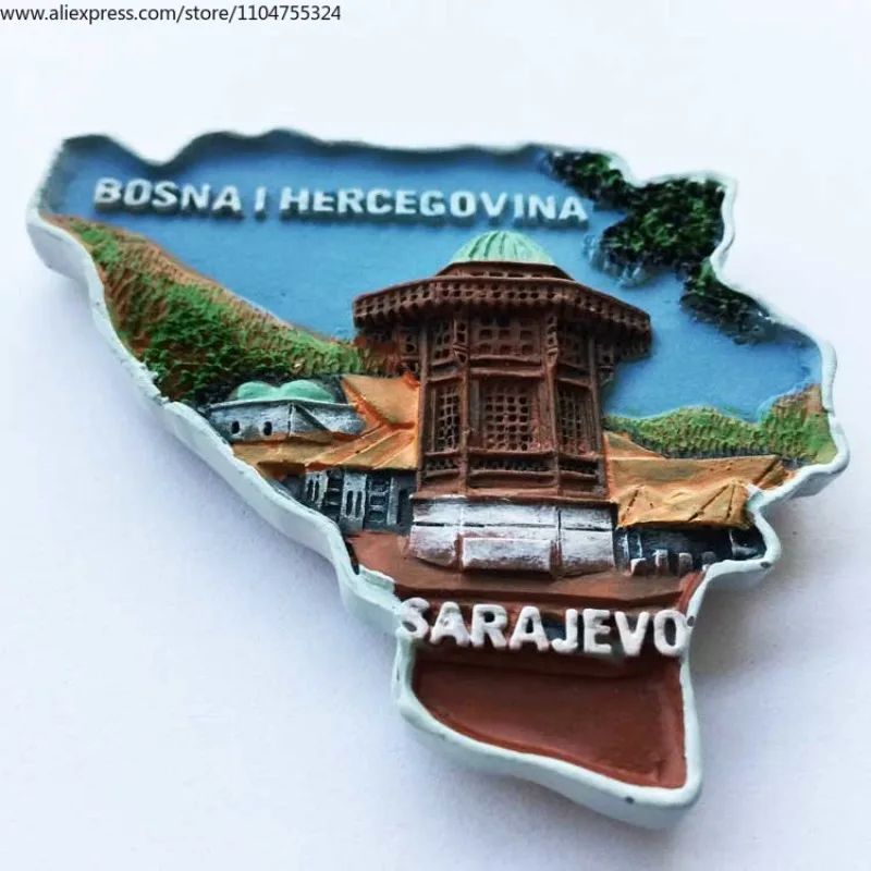 Sarajevo، عاصمة البوسنة والهرسك، مسجد Gzhuser Reberg، هدايا تذكارية للسياحة المناظر الطبيعية، ملصقات الثلاجة