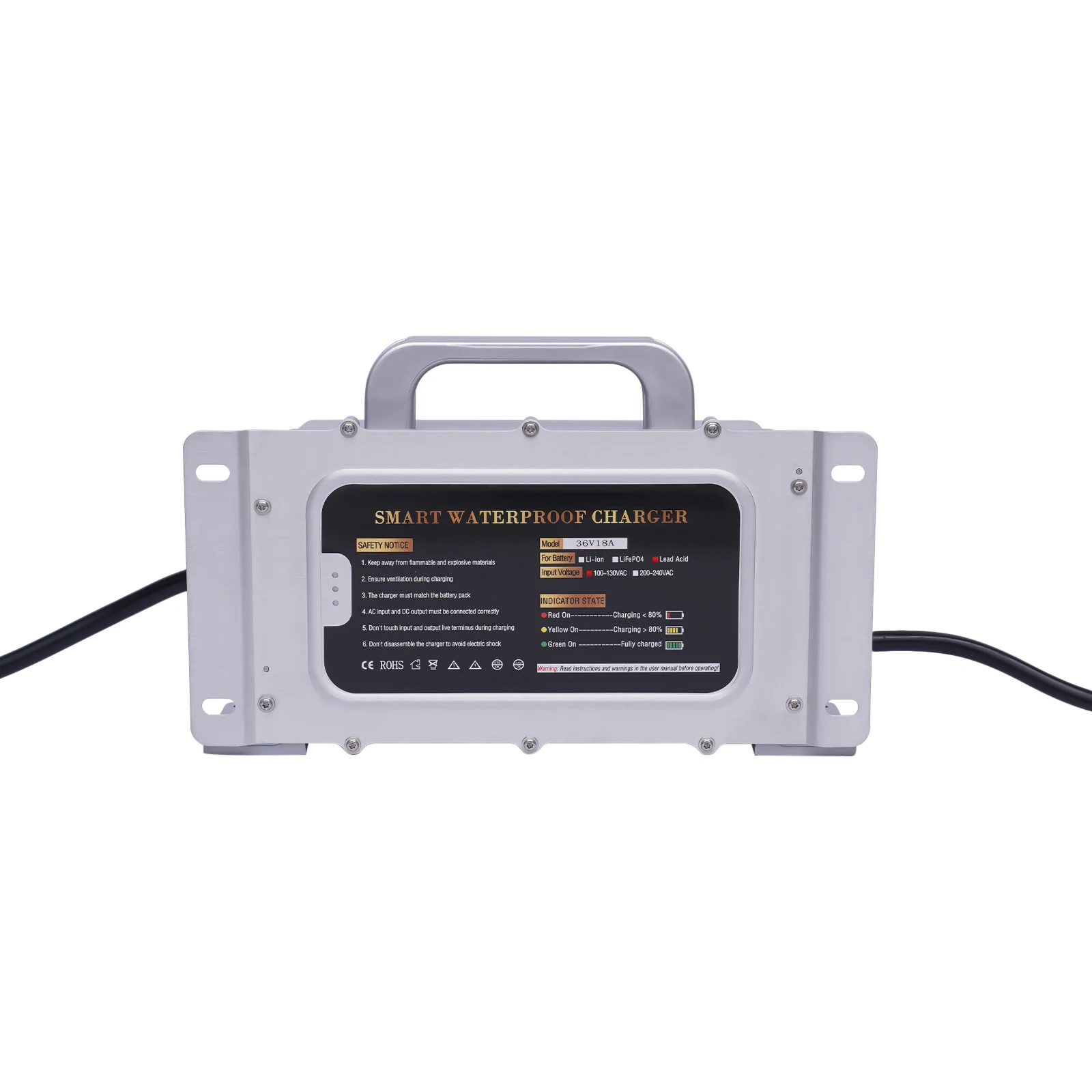 36V 18A Golf Cart Battery Charger for 36 Volt EZGO EZ-GO TXT Golf Cart, with D-Plug / Powerwise Style Plug Waterproof IP67