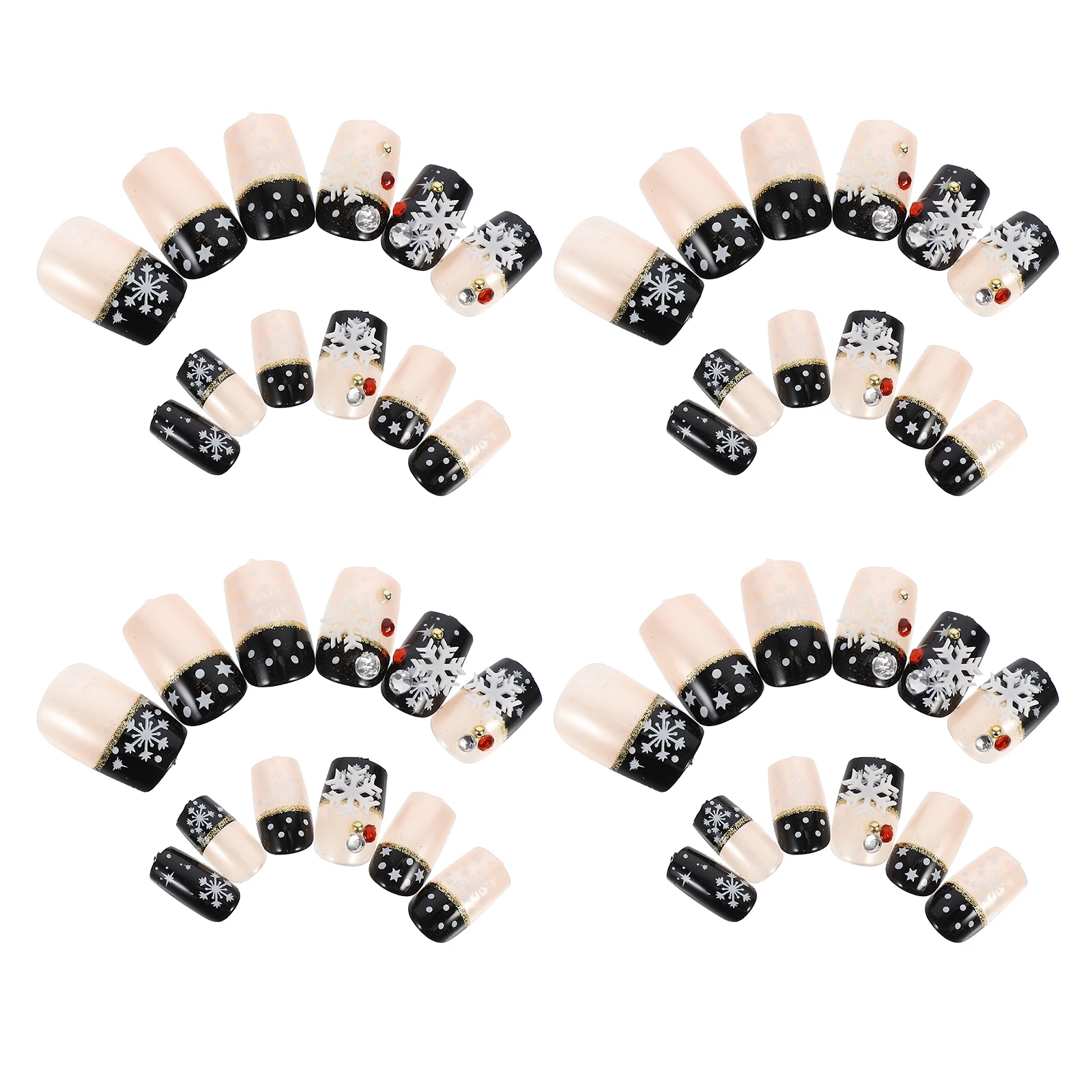 

48 Pcs Nail Patch Adhesive Fake Nails Full Cover Fingernail Colorful Press on False Black Abs