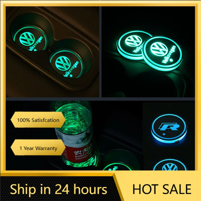 

Крышки ступицы 7-цветный светодиодный автомобильный держатель для чашки, светящаяся подставка для чашки с водой, подставка для VW Volkswagen Polo Jetta Golf Beetle CC GTI MK4 gol