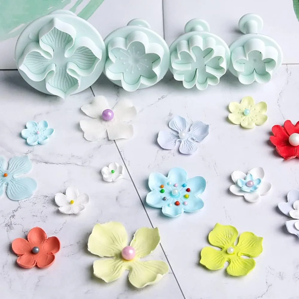 Cookie Cutters Plunger Cutter Cake Decorating Daisy Peach Blossom Flower Fondant Embossing Tool Sugarcraft Decorating Kits