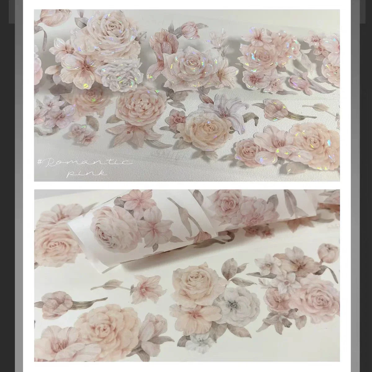 

Champagne Color Vintage Rose Floral Washi Shiny PET Tape wedding