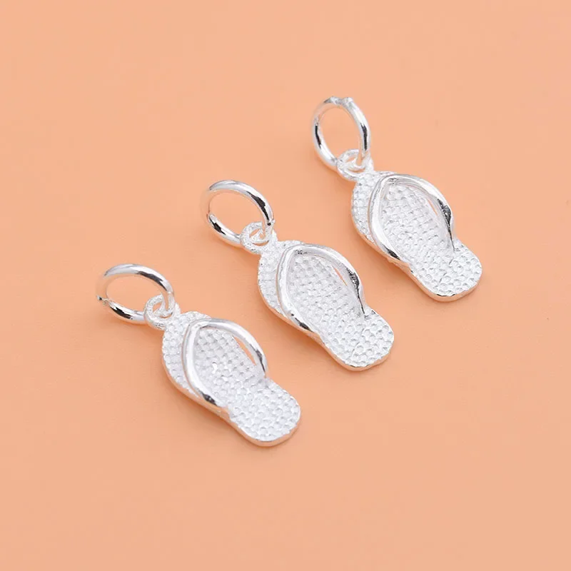 Korean fashion accessory S925 Sterling silver slipper Pendant Handmade diy bracelet necklace beaded jewelry