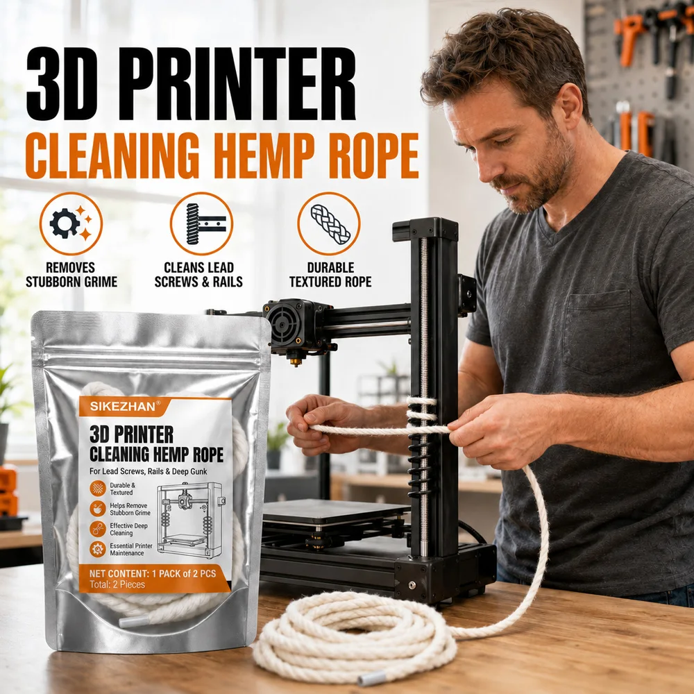 3D Printer Cleaning Hemp Rope Cleans Lead Screws Rails for Creality Anycubic Bambu Lab Printers Maintenance Care Equipment Tools