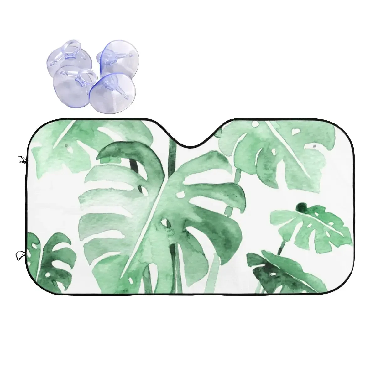 Leaves Monstera Sunshade Windscreen Jungle Tropical Green Plant Car Front Window Visor Window Cover Ice Shield Dust Protection