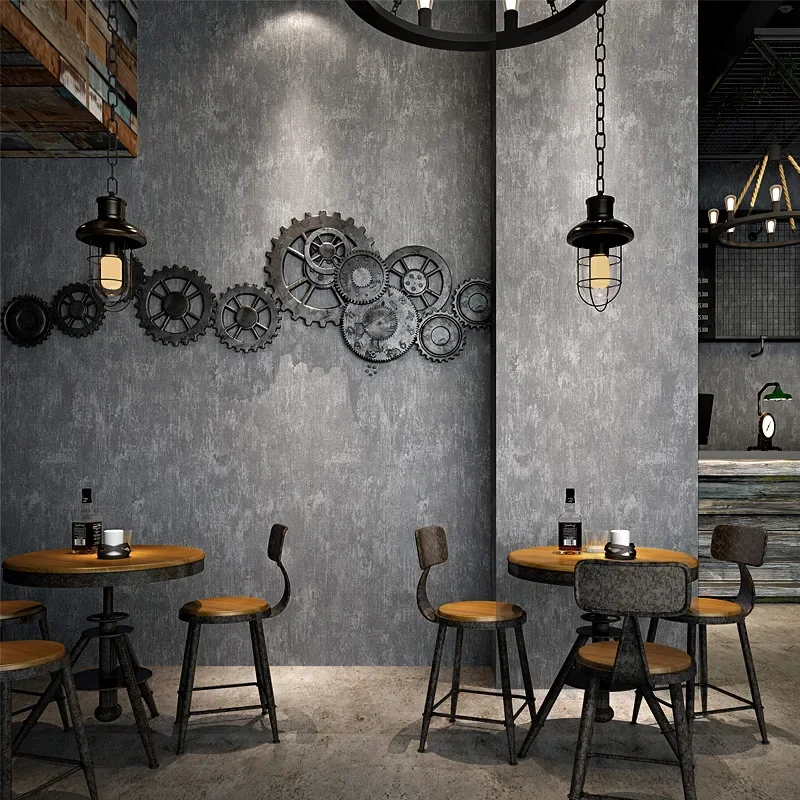 vintage industrial grey cement wallpaper plain mottled solid non-woven wallpaper hotel clothing store office