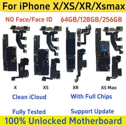 100% Fully Unlocked For iPhone X XR with Face ID Mainboard Logic Board, Free iCloud For iPhone XS Max Motherboard Support Update