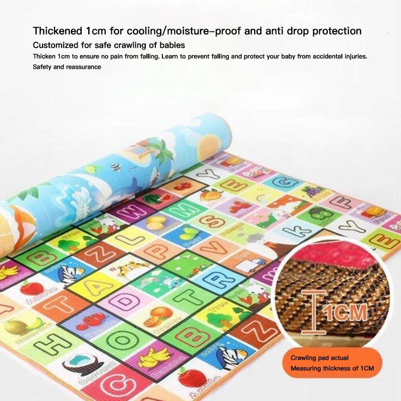 Baby Play Mat 180x120cm Doubel Sided Printed Kids Rug Educational Toys for Children Crawling Carpet Game Activity Gym Foam Floor