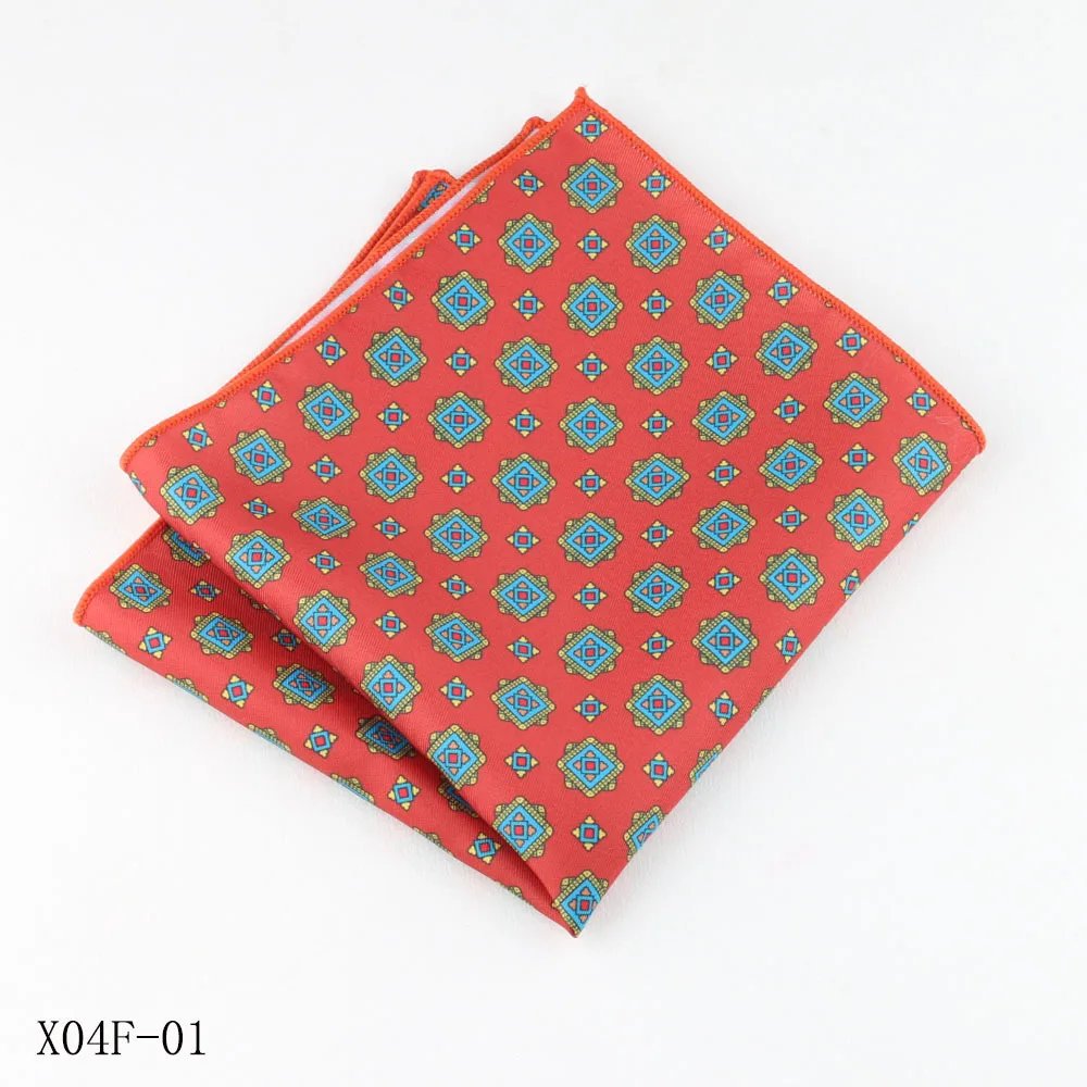 27CM Oversized Pocket Square Mens Casual Vintage Red Flower Printed Handkerchief Wedding Party Style Neckwear Shirt Accessories